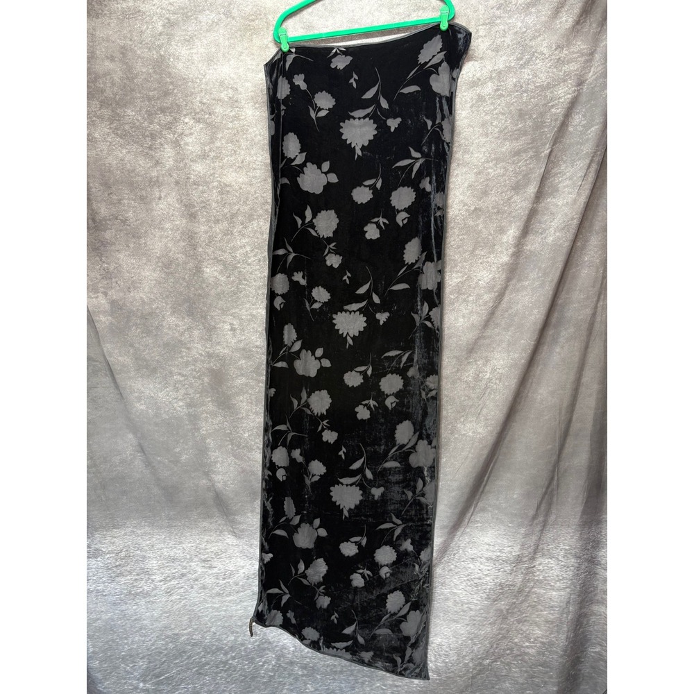 Bernie of New York Silk Rayon Velvet Floral Burnout Scarf Shawl Black Whimsigoth